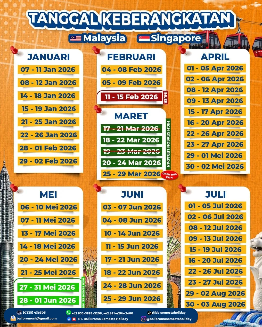Tour 2 Negara Malaysia Singapore 5D4N: Paket Liburan Hemat & Lengkap